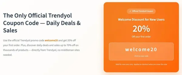 Trendyol UAE's own coupon page, 14 Oct 2026
